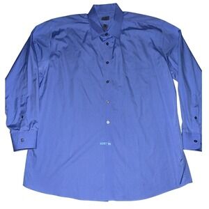 Calvin Klein Mens Blue Grid Print Long Sleeve Button Down Dress Shirt Cotton